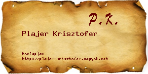 Plajer Krisztofer névjegykártya